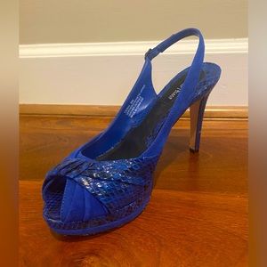 WHBM Royal Blue Suede Snakeskin Heels